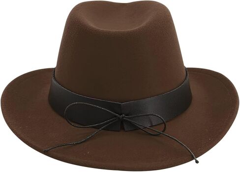 Western Cowboy Hat Wide Brim Felt Cowgirl Fedora Classic Panama Cowboy Hat with Belt Buckle for Women Men in Saudi Arabia