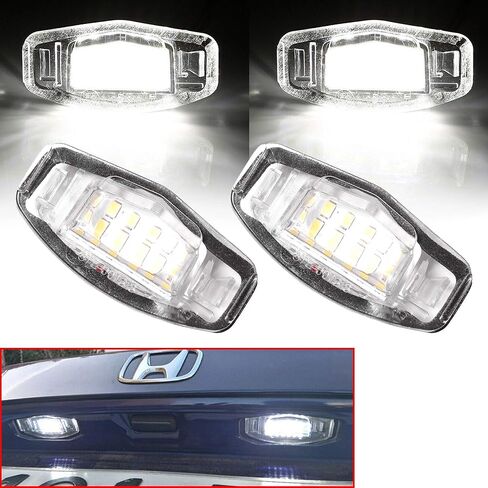 Leesoot 2 قطعة خالية من الأخطاء زينون أبيض LED لوحة ترخيص ضوء متوافق مع 1999-2018 Acura MDX RL TL TSX ILX RDX Honda Accord Odyssey Pilot City Legend Civic 34100S84A01، 34100S0A013 in Kuwait