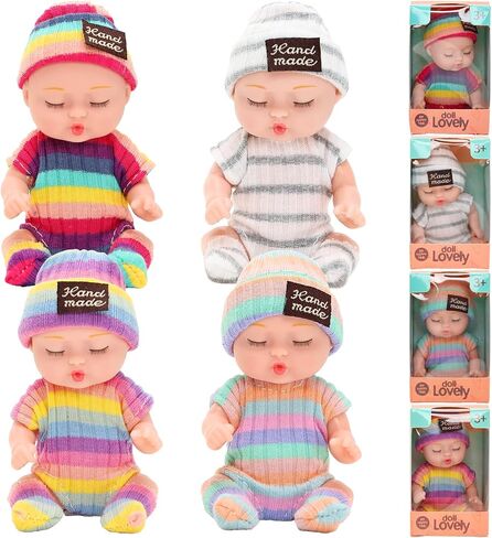Miunana 6 Pcs 4 Inch Mini Baby Dolls Small Baby Doll Handmade Cute Tiny Clothes for Christmas Decor Dolls Decorations Gift in Saudi Arabia