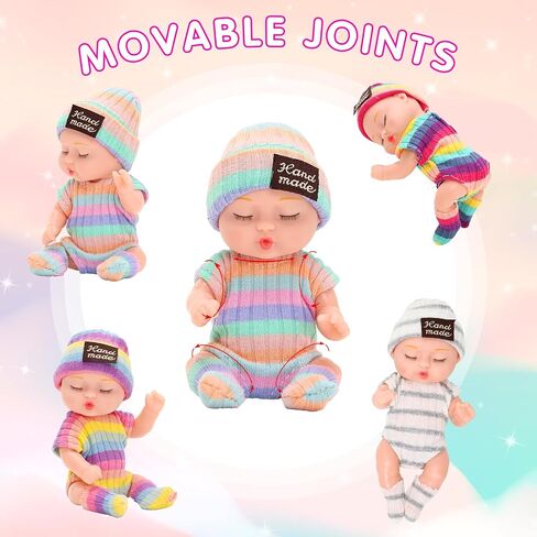 Miunana 6 Pcs 4 Inch Mini Baby Dolls Small Baby Doll Handmade Cute Tiny Clothes for Christmas Decor Dolls Decorations Gift in Saudi Arabia