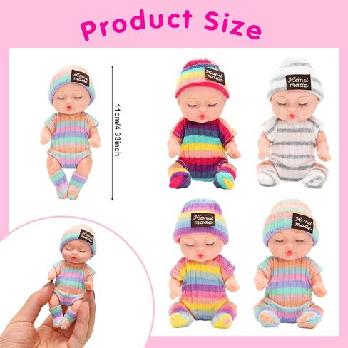 Miunana 6 Pcs 4 Inch Mini Baby Dolls Small Baby Doll Handmade Cute Tiny Clothes for Christmas Decor Dolls Decorations Gift in Saudi Arabia