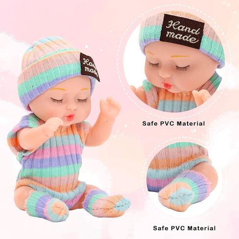 Miunana 6 Pcs 4 Inch Mini Baby Dolls Small Baby Doll Handmade Cute Tiny Clothes for Christmas Decor Dolls Decorations Gift in Saudi Arabia