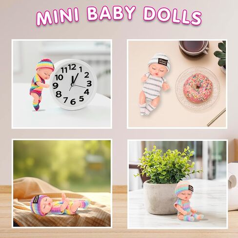 Miunana 6 Pcs 4 Inch Mini Baby Dolls Small Baby Doll Handmade Cute Tiny Clothes for Christmas Decor Dolls Decorations Gift in Saudi Arabia