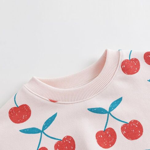 marc & janie Girls Long Lantern Sleeve Sweatshirts Cherry Printed Round Neck Shirts Soft Cute Pullover Tops 231238 in Kuwait