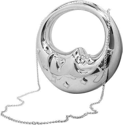 Women Chic Moon Metallic Acrylic Clutch Sparkly Evening Handbag Elegant Top Handle Hobo Bag for Prom Cocktail Party in Saudi Arabia