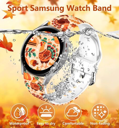 Holidays Watch Bands Compatible with 40mm 44mm Samsung Galaxy Watch 7/6/ 5/4/ 5 Pro (45mm)/ 4 Classic (46mm)/ 3 (41mm)/ Active 2, 20mm Pattern Replacement Silicone Strap for Women in Saudi Arabia
