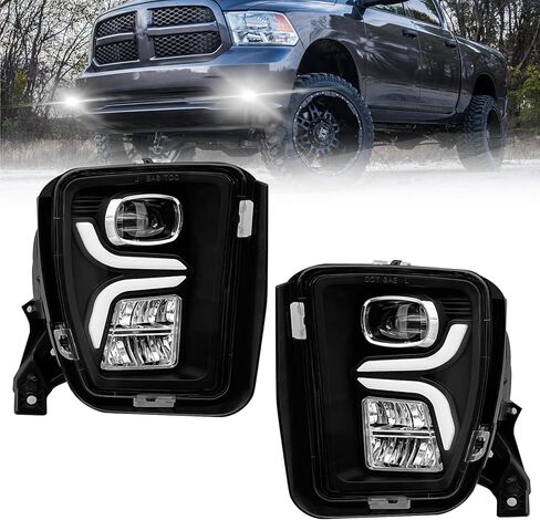 Fog Lights Compatible with 2013 2014 2015 2016 2017 2018 Ram 1500 Pickup, Bumper Driving Fog Lamps Assemblies, 1 Pair with Left and Right Side (Clear Lens) in Kuwait