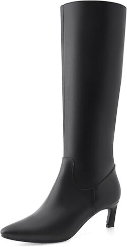 أحذية عالية للركبة للنساء بكعب قطة ومقدمة مدببة وكعب منخفض متوسط ​​وطويل in Kuwait