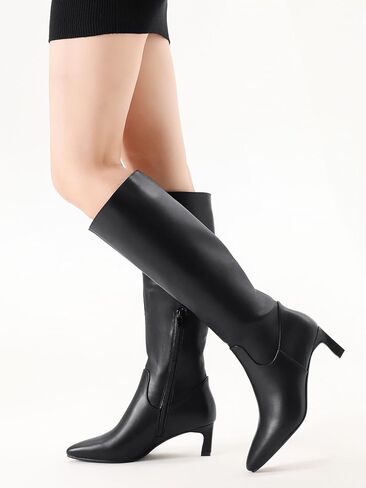 أحذية عالية للركبة للنساء بكعب قطة ومقدمة مدببة وكعب منخفض متوسط ​​وطويل in Kuwait