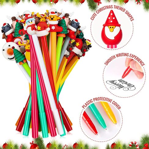 WDAHDHP قلم حبر جل عيد الميلاد للأطفال، 35 قطعة أقلام كرة دوارة لطيفة لعيد الميلاد، أقلام حبر هلامية كرتونية لعيد الميلاد مع حبر أسود للطلاب والمدرسين واللوازم المدرسية هدية عيد الميلاد in Kuwait