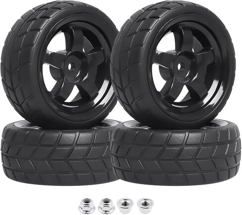 إطارات Hobbyfire مسبقة اللصق OD 2.55 بوصة 12 مم سداسية وإطارات مطاطية لسيارة سباق Traxxas Tamiya HPI HSP Redcat RC 1/10 على الطريق، مجموعة من 4 (اللون B) in Kuwait