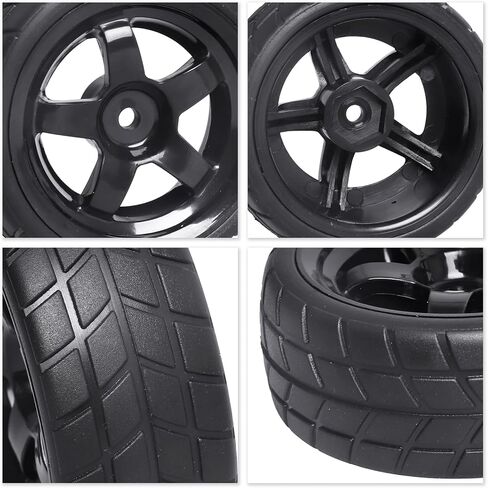 إطارات Hobbyfire مسبقة اللصق OD 2.55 بوصة 12 مم سداسية وإطارات مطاطية لسيارة سباق Traxxas Tamiya HPI HSP Redcat RC 1/10 على الطريق، مجموعة من 4 (اللون B) in Kuwait