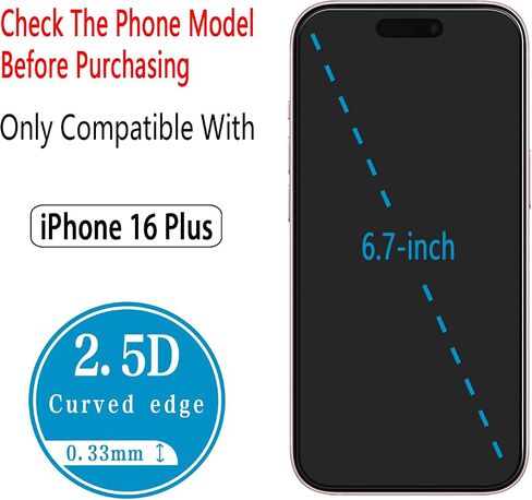 (عبوتان مصممتان لهاتف iPhone 16، واقي شاشة من الزجاج المقوى، تغطية كاملة، مضاد للخدش، خالٍ من الفقاعات in Kuwait