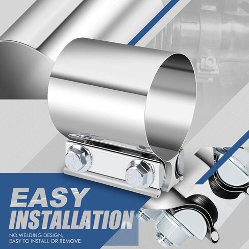 (عبوة من قطعتين) كم مشابك كاتم صوت عادم بشريط مفصل بمؤخرة 3 بوصات، استخدام عالمي لأنبوب القطر الخارجي 3 بوصات، من الفولاذ المقاوم للصدأ in Kuwait