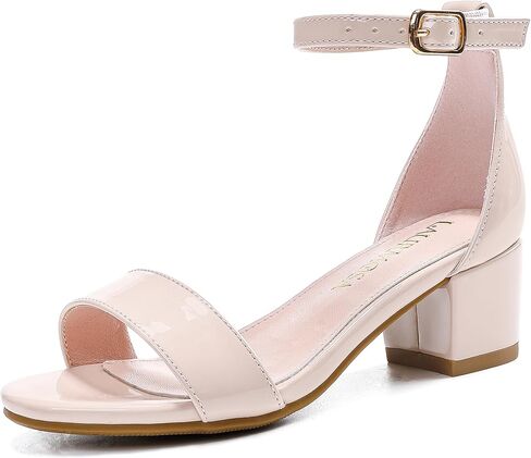 صندل بكعب عالٍ للفتيات مفتوح من الأمام مع إبزيم بحزام للكاحل للأطفال الصغار في حفلات الزفاف صنادل بكعب مكتنزة in Kuwait