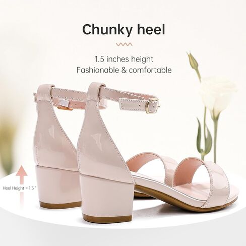 صندل بكعب عالٍ للفتيات مفتوح من الأمام مع إبزيم بحزام للكاحل للأطفال الصغار في حفلات الزفاف صنادل بكعب مكتنزة in Kuwait
