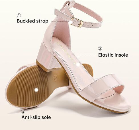 صندل بكعب عالٍ للفتيات مفتوح من الأمام مع إبزيم بحزام للكاحل للأطفال الصغار في حفلات الزفاف صنادل بكعب مكتنزة in Kuwait