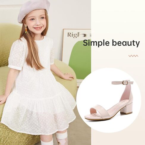 صندل بكعب عالٍ للفتيات مفتوح من الأمام مع إبزيم بحزام للكاحل للأطفال الصغار في حفلات الزفاف صنادل بكعب مكتنزة in Kuwait