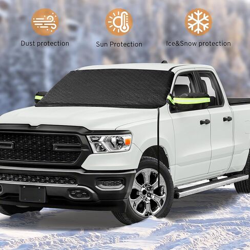 Car Windshield Cover for Ice and Snow Compatible with Dodge RAM 1500 2500 3500 Large Pickup Truck and SUV Magnetic Anti-Snow Cover Frost Shield Sunshade with Side Mirror Covers in Saudi Arabia