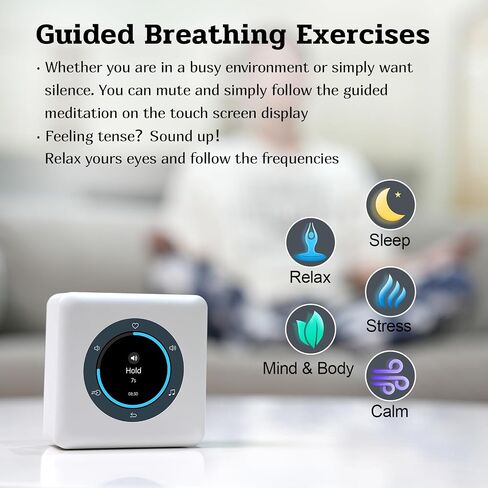 Portable White Noise Sound Machine with Intelligent Color LCD Touch Screen & Breathing Exercises, Alarm Clock. Soothing Sounds, Sleep Music and Lullabies for Adults/Babies. Home/Bedroom in Saudi Arabia