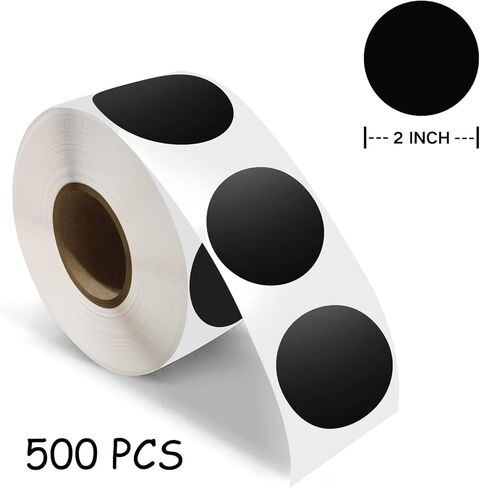500 PCS Dot Sticker Tape 2" Inch Round Color Coding Labels Removable Writable Circle Floor Decal for Marking Organizing Social Distancing Black in Kuwait