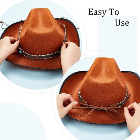 AHANDMAKER 9 pcs Cowboy Hat Bands 9 Styles Replacement Hat Belt Mixed Color Vintage Beaded Hat Band for Sun Hat Fedora Cowboy Cowgirl Hats Accessories in Saudi Arabia