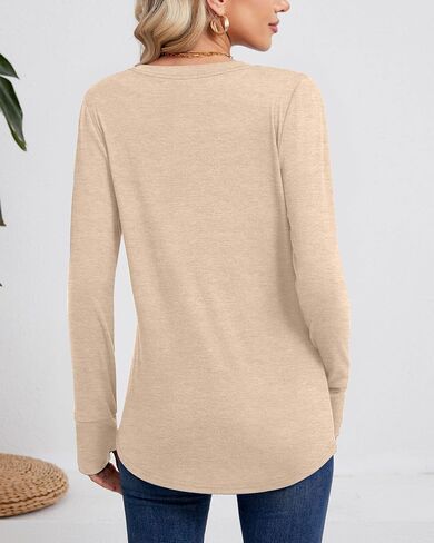 Huukeay 3 Pack Women's Long Sleeve Cotton Shirts, Casual Crew Neck Tunic Tops Fall Loose Y2k Trendy Outfits with Thumb Holes in Kuwait