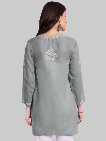 Ada Hand Embroidered Chikankari Indian Cotton Top Tunic Blouse for Women A911344 in Kuwait