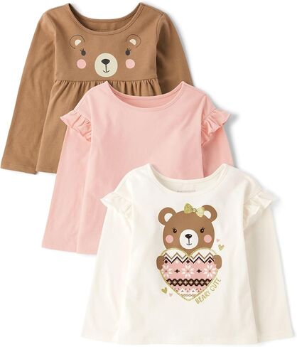 The Children's Place Girls' Long Sleeve Knit Fashion Shirt, VDay Raglan Tee, X-Small in Saudi Arabia