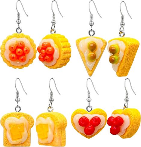 QUSIJIA 6 Pairs Charm Rainbow Triple Layer Chocolate Cream Cake Dangle Earrings Simulation Dessert Food Earrings Set For Women Girls in Kuwait