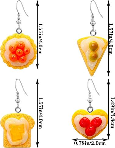 QUSIJIA 6 Pairs Charm Rainbow Triple Layer Chocolate Cream Cake Dangle Earrings Simulation Dessert Food Earrings Set For Women Girls in Kuwait