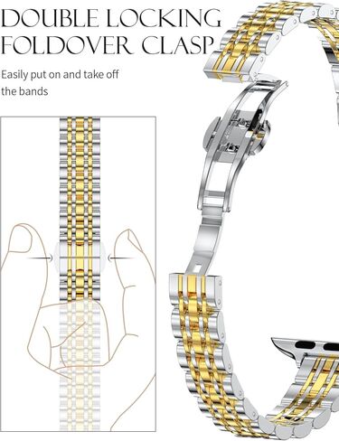 CTYBB سوار معدني نحيف مع حافظة متوافقة مع أحزمة ساعة Apple للنساء 40 مم 41 مم 38 مم 42 مم، أشرطة سلسلة من الفولاذ المقاوم للصدأ لسلسلة iWatch Bands 10 9 8 7 6 5 4 3 2 1 SE، ضوء النجوم in Kuwait