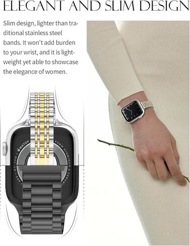CTYBB سوار معدني نحيف مع حافظة متوافقة مع أحزمة ساعة Apple للنساء 40 مم 41 مم 38 مم 42 مم، أشرطة سلسلة من الفولاذ المقاوم للصدأ لسلسلة iWatch Bands 10 9 8 7 6 5 4 3 2 1 SE، ضوء النجوم in Kuwait