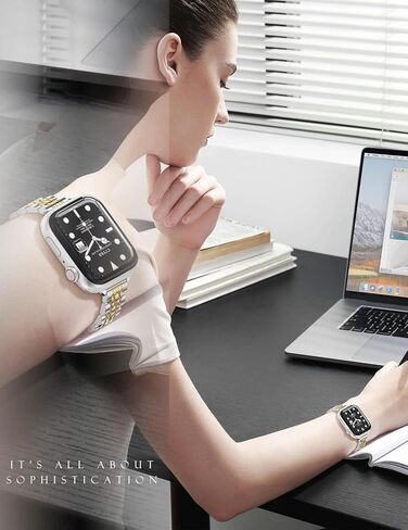 CTYBB سوار معدني نحيف مع حافظة متوافقة مع أحزمة ساعة Apple للنساء 40 مم 41 مم 38 مم 42 مم، أشرطة سلسلة من الفولاذ المقاوم للصدأ لسلسلة iWatch Bands 10 9 8 7 6 5 4 3 2 1 SE، ضوء النجوم in Kuwait