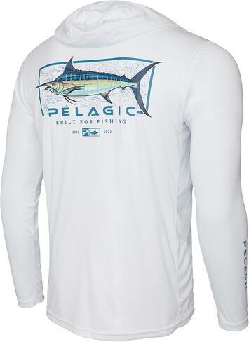 PELAGIC Men's Vaportek Marlin Minds Hooded Fishing Shirt, Long Sleeve, UPF 50+ Protection, Ventilated and Lightweight in Saudi Arabia
