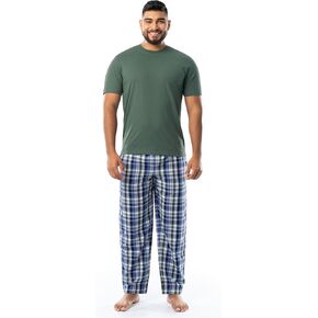 IZOD Men's Short Sleeve Jersey Top and Printed Pants Pajama Sleep Set