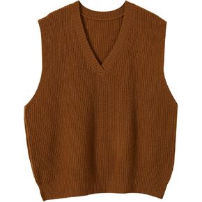 Women's 100% Merino Wool Sweater Vest 2024 Fall Winter Classic V Neck Casual Sleeveless Knit Sweater Vest