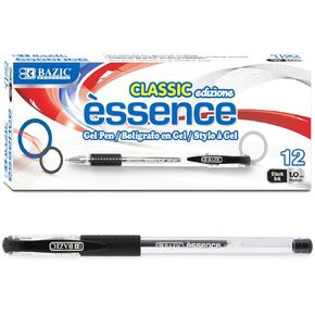 BAZIC Essence Gel Pen, Medium Point 1.0mm Red Gel Ink Pens, Comfort Grip Smooth Writing, 12 Count, 1-Pack