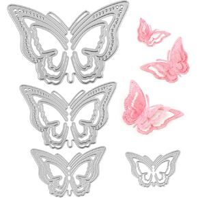 4pcs 3D Butterfly Die Cuts, 2 Styles Metal Die Cuts for Scrapbooking Butterfly Frame Cutting Dies Cute Butterfly Cut Stencils for DIY Crafts Decorative Embossing