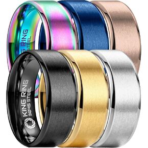 King Ring 8mm Basic Flat Rings Pack – Super Polished Rings For Men, Stainless Steel Rings – Designed in USA