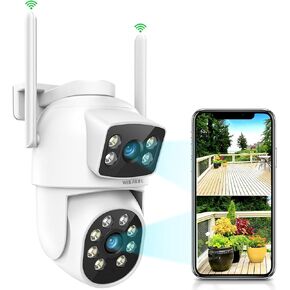 WEILAILIFE 【2-Way Audio & Dual Lens Linkage】 2K 4MP Outdoor Wireless PTZ Security Camera,360° View, 2.4/5GHz WiFi Home Security Cameras with SD/Cloud Storage.