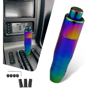 QODOLSI 1 PC Car Automatic Shift Lever with Adapter, 1.37" x 5.7" Easy Control Smooth Easy Grip Alloy Shift Knob, Modified Decorative Accessories for Automatic Transmission Cars (Black)