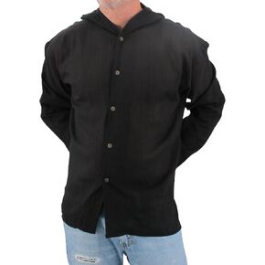 Men's Hoodie Button Down Hippie Shirts Beach 100% Soft Cotton Top Yoga Shirt