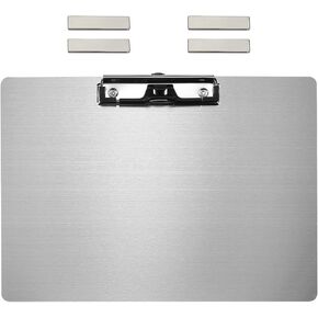 Stainless Steel Magnetic Clipboards,Metal Clipboard with 304 Low Profile Clip,Black Board for Fridge,Cooking Recipe Splints,Message Board (9.2"x12.5" Letter)