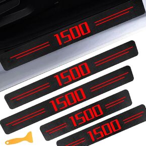 Door Sill Protectors for RAM 2500, Carbon Fiber Leather Front/Rear Door Sill Sticker for Dodge RAM 2500 Accessores 2012 2013 2014 2015 2016 2017 2018 2019 2020 2021 2022 2023 2024(2500, Red)