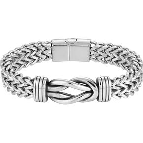 STARCHENIE Infinity Knot Bracelet for Men 316L Stainless Steel Double Layered Braided Franco Chain Bracelet