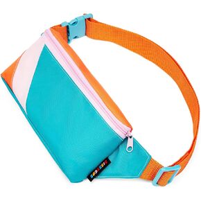 sissycos 80s Retro Neon Fanny Pack, 90s Crossbody Bag,2 Pockets Belt Waist Bags, Neon Accessories for Women Men Waist Packs, Adjustable & Lightweight