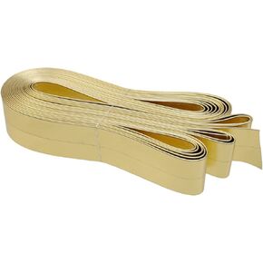 Semetall 5.5 Yard 25mm Fold Over PU Faux Leather Trim Tape,Flat Leather Strap for DIY Costume Home Decoration-Gold
