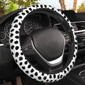 Christmas Snowflakes Steering Wheel Cover,Buffalo Plaid Elastic Non-Slip Steering Wheel Protector,Auto Interior Decor for Women Girls,Universal 15" Fit for Sedans,Trucks