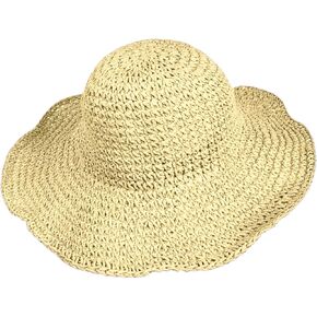 Womens Floppy Straw Sun Hat Foldable Roll up Wide Brim Beach Caps for Women, Crochet Bucket Hat